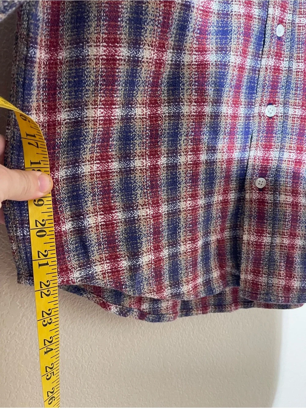 Vintage Missoni Red, Blue & White Plaid Button-Down Shirt